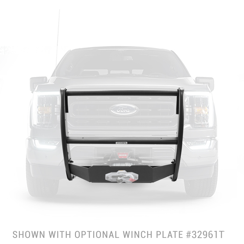 Ford F-150 Grille Guard - Go Rhino - 3100 Series StepGuard Winch Plate Kit - Textured Black - `18-`20